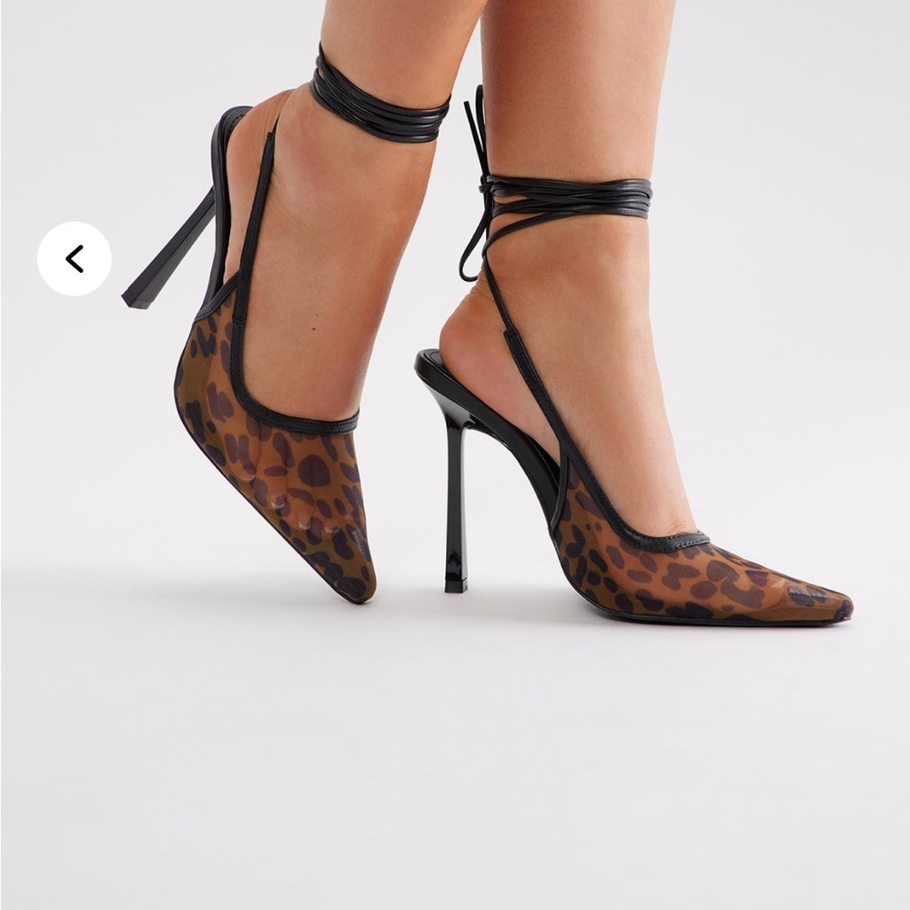 Leopard Print Stiletto Wrap Up Heels